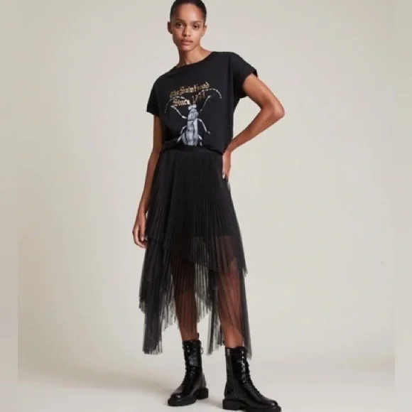 All Saints Veena Metallic Tulle Skirt - Picture 1 of 10